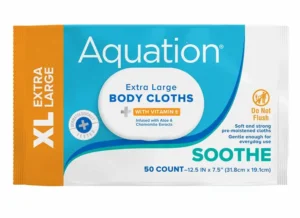 XL Body Wipe Soothe Aquation brand in blue and orange package