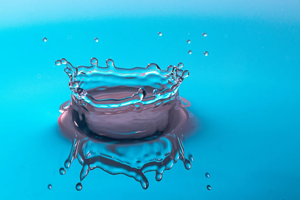 Drop of Glycerin with bright blue background