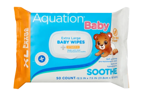 Aquation XL Baby Wipes, Soft and Strong Package Top
