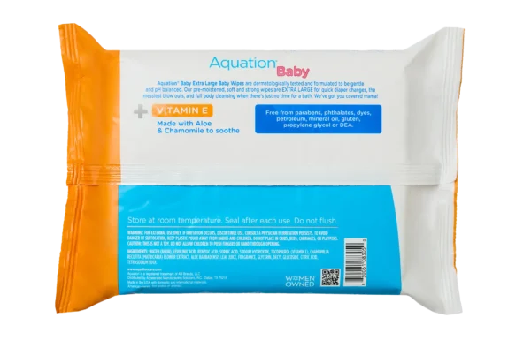 Aquation XL Baby Wipes with Vitamin E, Aloe, and Chamomile package bottom