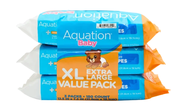 Aquation XL Baby Wipes Value Pack 150 count package front